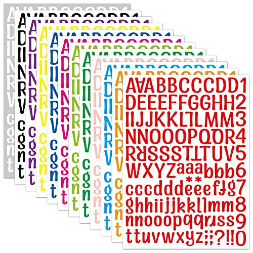 12 Blätter Buchstaben Aufkleber Selbstklebende Alphabet Anzahl Bunte Aufkleber 12 Farbe für Grußkarten Geschenke Feste DIY Basteln Deko von AISHOW