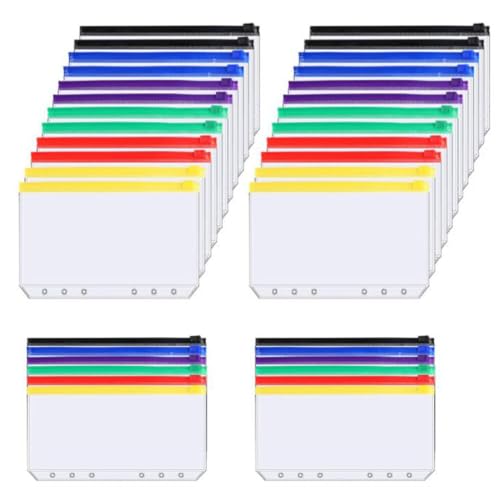 24 Stück Bindertaschen A5 Zipper Taschen Durchsichtige Kunststoff Bindertaschen 6 Löcher Reißverschluss Ordner Wasserdicht Dokumententasche 6 Farben 24 Stück Bindertaschen A5 Zipper Taschen Durchsichtige Kunststoff Bindertaschen 6 Löcher Reißverschluss Ordner Wasserdicht Dokumententasche 6 Farben von AISHOW