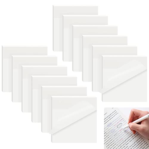 600 Blätter Transparente Haftnotizen 76×76 mm Transparent Sticky Notes 12 Packungen Selbstklebende Wasserfest Durchsichtig Notizzettel Klebend für Schule Büro Hause von AISHOW