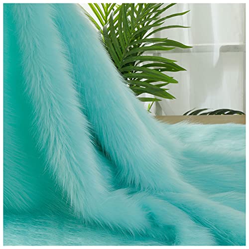 AITAF Blau Kunstfell Band Kunstpelz Fellstoff, Zotteligen Pelz Stoff Schnitte Flauschige Pelz Patches ideal zum Basteln, Nähen, Dekorieren Plüsch Trim Stoffrolle, 50x180cm(Color:Blue Green) von AITAF