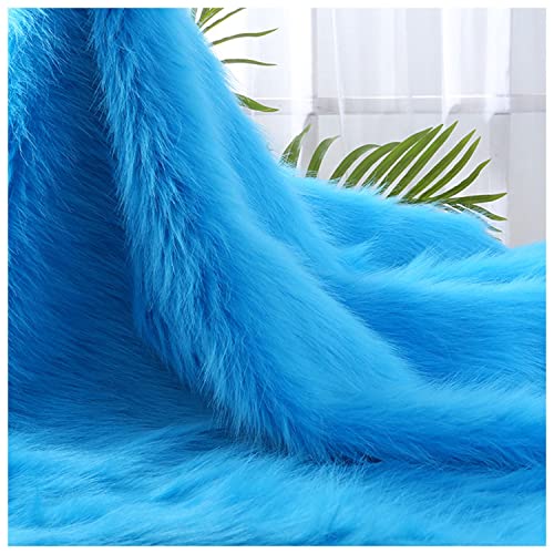 AITAF Blau Kunstfell Band Kunstpelz Fellstoff, Zotteligen Pelz Stoff Schnitte Flauschige Pelz Patches ideal zum Basteln, Nähen, Dekorieren Plüsch Trim Stoffrolle, 50x180cm(Color:Hole Blue) von AITAF