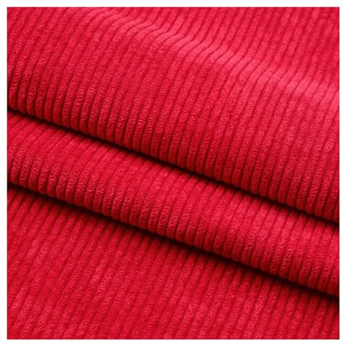 AITAF Kord-Stoff DIY-Nähmaterialien Cord-Stoff Weich 8 Dochte Quilting-Stoff Rippcord für Kleidung, Kleid, Hose, Kostüm, Sofa, Überwürfe, Kopfkissenbezug, 155x50cm (Rot) von AITAF