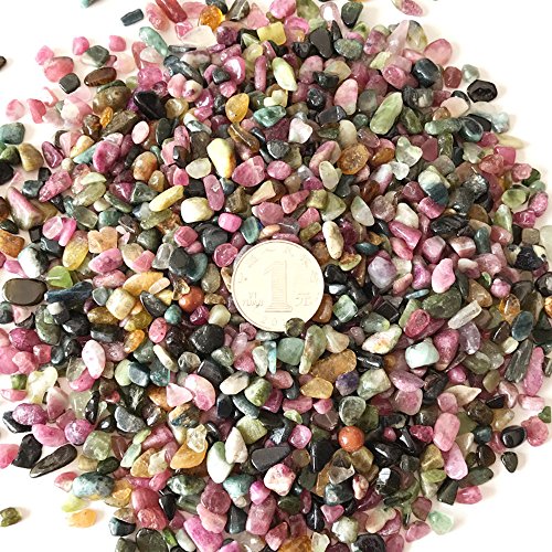 AITELEI 1 lb natürliche Turmalin getrommelt Chips zerkleinerte Stein Healing Reiki Kristall unregelmäßige geformte Steine Schmuck Machen Heimtextilien von AITELEI