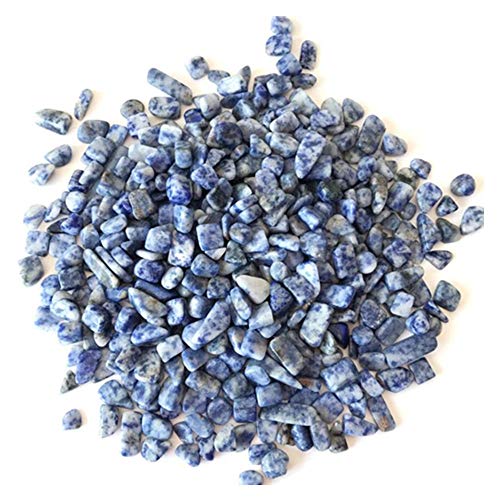 AITELEI 1 lb natürlichen Blauer Punkt Kristall getrommelt Chips zerkleinerte Stein Healing Reiki Kristall unregelmäßige geformte Steine Schmuck Machen Heimtextilien (Blue dot) von AITELEI