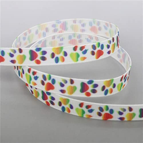 3/8 Zoll 5 Yards Katze Hund Pfote gedruckt Ripsband Zubehör Nähen Handwerk Kopfbedeckung Material Dekoration DIY 9mm-15983 von AITIHYA