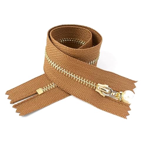 3# Metall Reißverschluss 15/18/20/25/30cm Nahe Metal-Reißverschluss für die Jacke, Beige Gold, 30cm von AITIHYA