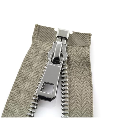 5# 35/45/55/65/75/85cm Open-End Auto Lock Reißverschluss Metall Reißverschluss, Khaki, 65cm von AITIHYA