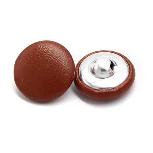 Lederknöpfe 11-30mm Lederbedeckte Knöpfe mit Schaft für Kleidermantel, Orange, 15mm 10pcs von AITIHYA