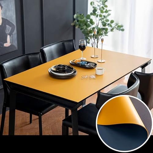 Wende-Leder-Tischdecke, einfarbig, wasserdicht, ölbeständig, Couchtisch-Matte, rechteckige Tischdecke, Gelb, 60 x 60 cm von AITIHYA