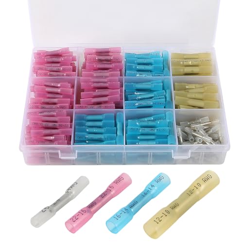 AITRIP 340PCS 10-26 AWG Wärmeschrumpfende Stoßverbinder, Marine Grade Elektrische Drahtverbinder Kit, Verzinnt Rot Kupfer Isoliert Wasserdicht Crimp Klemmen Stoßverbinder für Kabel, Boot, Verdrahtung AITRIP 340PCS 10-26 AWG Wärmeschrumpfende Stoßverbinder, Marine Grade Elektrische Drahtverbinder Kit, Verzinnt Rot Kupfer Isoliert Wasserdicht Crimp Klemmen Stoßverbinder für Kabel, Boot, Verdrahtung von AITRIP