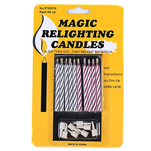AIU 10 Stück Magische Kerzen - Magic Relight Lustige Geburtstagskerzen Nicht ausblasbare von AIU