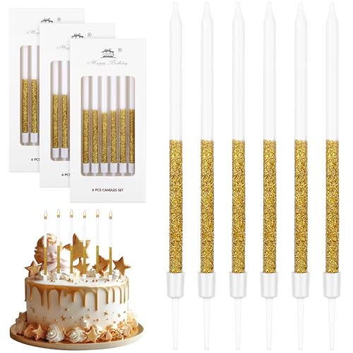 18 Stück Geburtstagskerzen Gold Weiß Lange Kuchenkerzen Geburtstag Dünne Kerzen Geburtstag mit Glitzer Geburtstagskerzen Kuchen Kerzen Torte Geburtstag Tortenkerzen für Taufe Hochzeit Party Deko 18 Stück Geburtstagskerzen Gold Weiß Lange Kuchenkerzen Geburtstag Dünne Kerzen Geburtstag mit Glitzer Geburtstagskerzen Kuchen Kerzen Torte Geburtstag Tortenkerzen für Taufe Hochzeit Party Deko von AIUNBEST