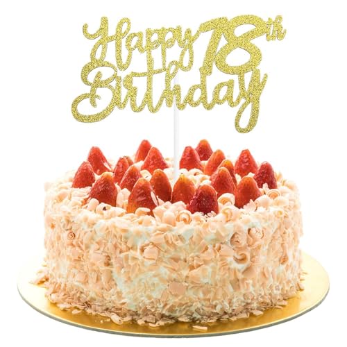 AIVEKE Geburtstagskuchenaufsätze, glitzernd, goldfarben – 18. Happy Birthday Tortenaufsatz, Glitzer, Kuchen, Cupcake, Desserts, Dekoration, für Geburtstag, Jahrestag, Party-Dekorationen AIVEKE Geburtstagskuchenaufsätze, glitzernd, goldfarben – 18. Happy Birthday Tortenaufsatz, Glitzer, Kuchen, Cupcake, Desserts, Dekoration, für Geburtstag, Jahrestag, Party-Dekorationen von AIVEKE