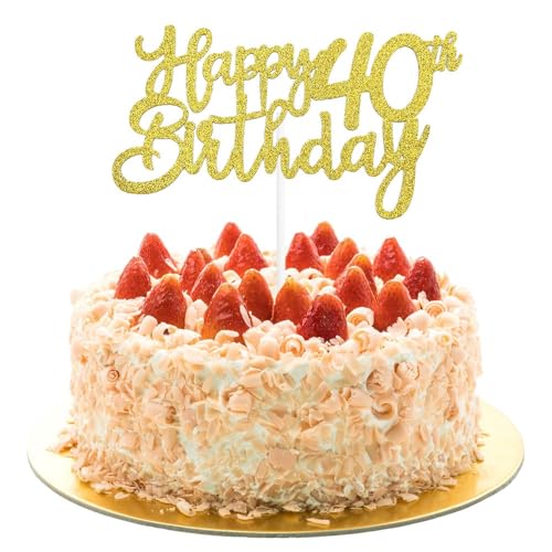 AIVEKE Geburtstagskuchenaufsätze, glitzernd, goldfarben – 40. Geburtstag, Tortenaufsatz, Glitzer, Kuchen, Cupcake, Desserts, Dekoration, für Geburtstag, Jahrestag, Party-Dekorationen AIVEKE Geburtstagskuchenaufsätze, glitzernd, goldfarben – 40. Geburtstag, Tortenaufsatz, Glitzer, Kuchen, Cupcake, Desserts, Dekoration, für Geburtstag, Jahrestag, Party-Dekorationen von AIVEKE