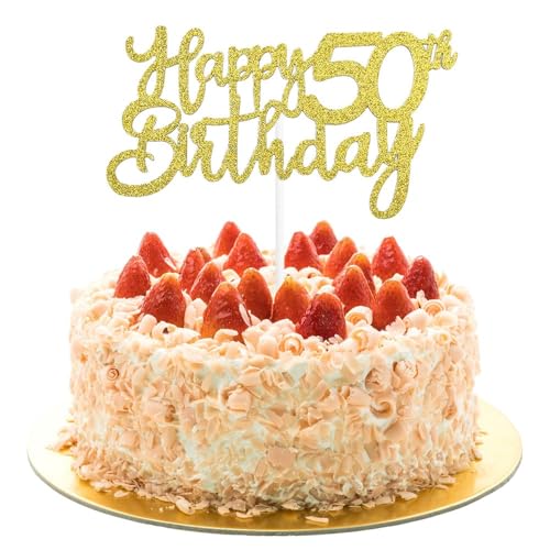 AIVEKE Geburtstagskuchenaufsätze, glitzernd, goldfarben – 50. Geburtstag, Kuchendekoration, Glitzer, Kuchen, Cupcake, Desserts, Dekoration, für Geburtstag, Jahrestag, Party-Dekorationen AIVEKE Geburtstagskuchenaufsätze, glitzernd, goldfarben – 50. Geburtstag, Kuchendekoration, Glitzer, Kuchen, Cupcake, Desserts, Dekoration, für Geburtstag, Jahrestag, Party-Dekorationen von AIVEKE