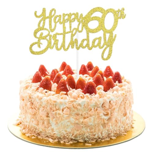 AIVEKE Geburtstagskuchenaufsätze, glitzernd, goldfarben – 60. Geburtstag, Tortenaufsatz, Glitzer, Kuchen, Cupcake, Desserts, Dekoration, für Geburtstag, Jahrestag, Party-Dekorationen AIVEKE Geburtstagskuchenaufsätze, glitzernd, goldfarben – 60. Geburtstag, Tortenaufsatz, Glitzer, Kuchen, Cupcake, Desserts, Dekoration, für Geburtstag, Jahrestag, Party-Dekorationen von AIVEKE