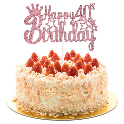 AIVEKE Glitzernde Rose Gold Geburtstag Kuchen Topper - 40th Happy Birthday Cake Topper Glitter Cupcake Desserts Topper Kuchen Party Dekoration für 40. Geburtstag Party AIVEKE Glitzernde Rose Gold Geburtstag Kuchen Topper - 40th Happy Birthday Cake Topper Glitter Cupcake Desserts Topper Kuchen Party Dekoration für 40. Geburtstag Party von AIVEKE