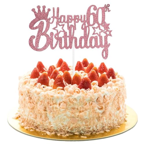 AIVEKE Glitzernde Rose Gold Geburtstag Kuchen Topper - 60th Happy Birthday Cake Topper Glitter Cupcake Desserts Topper Kuchen Party Dekoration für 60. Geburtstag Party AIVEKE Glitzernde Rose Gold Geburtstag Kuchen Topper - 60th Happy Birthday Cake Topper Glitter Cupcake Desserts Topper Kuchen Party Dekoration für 60. Geburtstag Party von AIVEKE