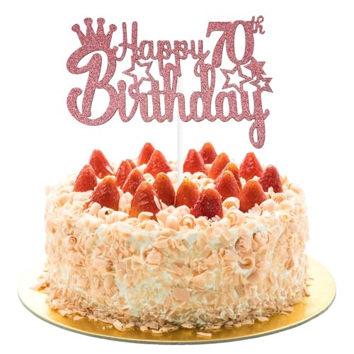 AIVEKE Glitzernde Rose Gold Geburtstag Kuchen Topper - 70th Happy Birthday Cake Topper Glitter Cupcake Desserts Topper Kuchen Party Dekoration für 70. Geburtstag Party AIVEKE Glitzernde Rose Gold Geburtstag Kuchen Topper - 70th Happy Birthday Cake Topper Glitter Cupcake Desserts Topper Kuchen Party Dekoration für 70. Geburtstag Party von AIVEKE