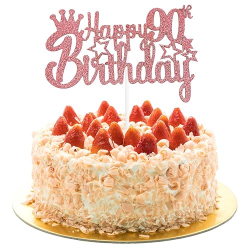 AIVEKE Glitzernde Rose Gold Geburtstag Kuchen Topper - 90th Happy Birthday Cake Topper Glitter Cupcake Desserts Topper Kuchen Party Dekoration für 90. Geburtstag Party AIVEKE Glitzernde Rose Gold Geburtstag Kuchen Topper - 90th Happy Birthday Cake Topper Glitter Cupcake Desserts Topper Kuchen Party Dekoration für 90. Geburtstag Party von AIVEKE