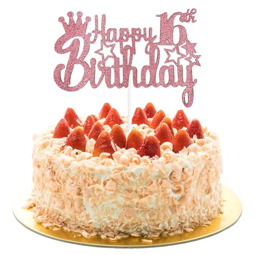 AIVEKE Glitzernde rotgoldene Geburtstagstortenaufsätze – 16. Happy Birthday Tortenaufsatz Glitzer Cupcake Desserts Topper Kuchen Party Dekoration für 16. Geburtstag Party AIVEKE Glitzernde rotgoldene Geburtstagstortenaufsätze – 16. Happy Birthday Tortenaufsatz Glitzer Cupcake Desserts Topper Kuchen Party Dekoration für 16. Geburtstag Party von AIVEKE