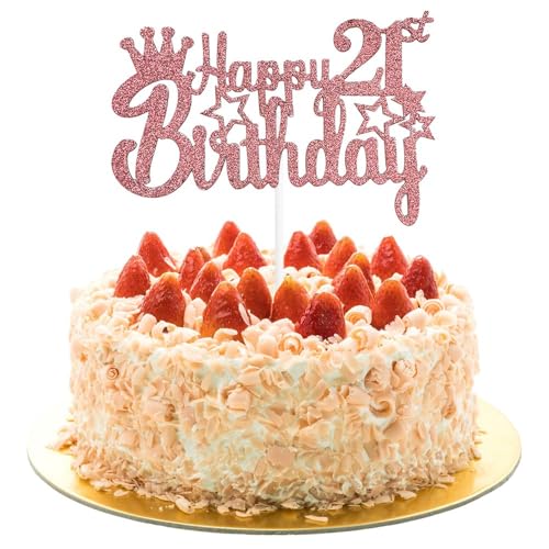 AIVEKE Glitzernde rotgoldene Geburtstagstortenaufsätze – 21. Happy Birthday Tortenaufsatz Glitzer Cupcake Desserts Topper Kuchen Party Dekoration für 21. Geburtstag Party AIVEKE Glitzernde rotgoldene Geburtstagstortenaufsätze – 21. Happy Birthday Tortenaufsatz Glitzer Cupcake Desserts Topper Kuchen Party Dekoration für 21. Geburtstag Party von AIVEKE