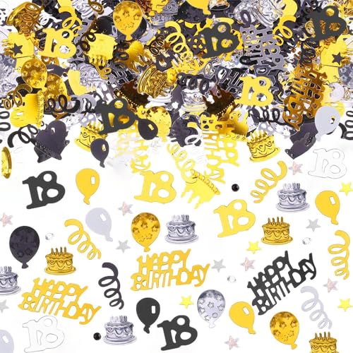 AIVEKE Happy Birthday Konfetti Tischdeko Geburtstag 18. - Streudeko Geburtstag Frau Mann, Konfetti Geburtstag Schwarz Gold, Luftschlangen Geburtstag, Glitzer Confetti für Jubiläum Partydekorationen AIVEKE Happy Birthday Konfetti Tischdeko Geburtstag 18. - Streudeko Geburtstag Frau Mann, Konfetti Geburtstag Schwarz Gold, Luftschlangen Geburtstag, Glitzer Confetti für Jubiläum Partydekorationen von AIVEKE