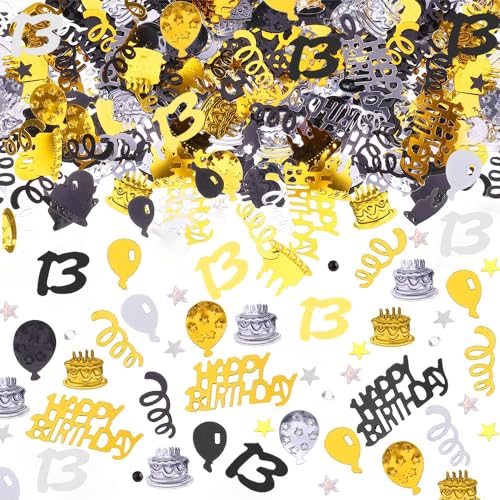 AIVEKE 13. Geburtstag Tischdeko - Happy Birthday Konfetti Gold Schwarz, Streudeko Geburtstag Deko für Frau Mann, Partydekorationen für Luftschlangen Geburtstage Partys, Gold Schwarz, 15g AIVEKE 13. Geburtstag Tischdeko - Happy Birthday Konfetti Gold Schwarz, Streudeko Geburtstag Deko für Frau Mann, Partydekorationen für Luftschlangen Geburtstage Partys, Gold Schwarz, 15g von AIVEKE