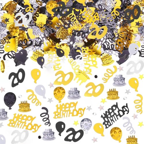 AIVEKE Konfetti 20. Geburtstag Tischdeko - Happy Birthday Konfetti Gold Schwarz, Streudeko Geburtstag Deko Konfetti Frau Mann Partydekorationen für Luftschlangen Geburtstage Partys, Gold Schwarz, 15g AIVEKE Konfetti 20. Geburtstag Tischdeko - Happy Birthday Konfetti Gold Schwarz, Streudeko Geburtstag Deko Konfetti Frau Mann Partydekorationen für Luftschlangen Geburtstage Partys, Gold Schwarz, 15g von AIVEKE