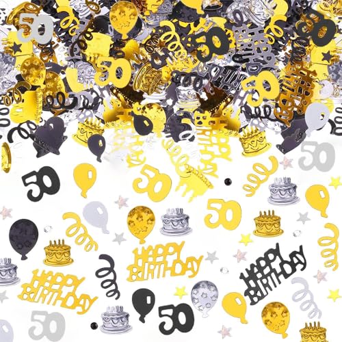 AIVEKE Konfetti 50. Geburtstag Tischdeko - Happy Birthday Konfetti Gold Schwarz, Streudeko Geburtstag Deko Konfetti Frau Mann Partydekorationen für Luftschlangen Geburtstage Partys, Gold Schwarz, 15g AIVEKE Konfetti 50. Geburtstag Tischdeko - Happy Birthday Konfetti Gold Schwarz, Streudeko Geburtstag Deko Konfetti Frau Mann Partydekorationen für Luftschlangen Geburtstage Partys, Gold Schwarz, 15g von AIVEKE