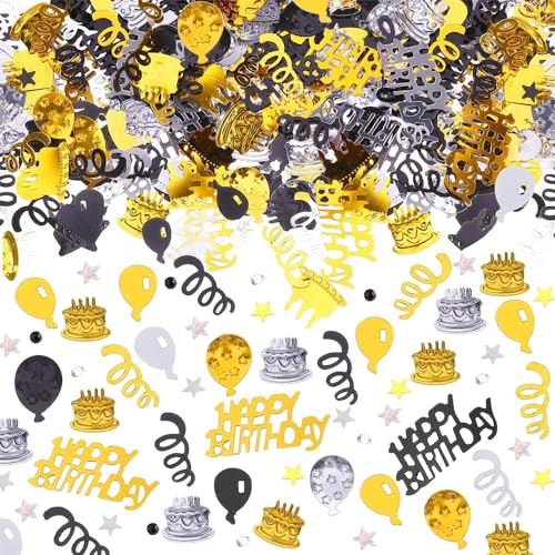 AIVEKE Konfetti Geburtstag Tischdeko - Happy Birthday Konfetti Gold Schwarz, Streudeko Geburtstag Deko Konfetti Frau Mann Partydekorationen für Luftschlangen Geburtstage Partys, Gold Schwarz, 15g AIVEKE Konfetti Geburtstag Tischdeko - Happy Birthday Konfetti Gold Schwarz, Streudeko Geburtstag Deko Konfetti Frau Mann Partydekorationen für Luftschlangen Geburtstage Partys, Gold Schwarz, 15g von AIVEKE