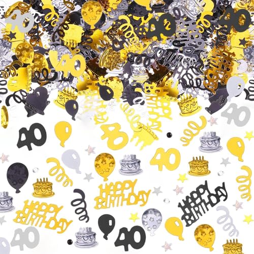 AIVEKE Konfetti Geburtstag Tischdeko - Happy Birthday Konfetti Gold Schwarz, Streudeko Geburtstag Deko Konfetti Frau Mann Partydekorationen für Luftschlangen Geburtstage Partys, Gold Schwarz 40., 15g AIVEKE Konfetti Geburtstag Tischdeko - Happy Birthday Konfetti Gold Schwarz, Streudeko Geburtstag Deko Konfetti Frau Mann Partydekorationen für Luftschlangen Geburtstage Partys, Gold Schwarz 40., 15g von AIVEKE