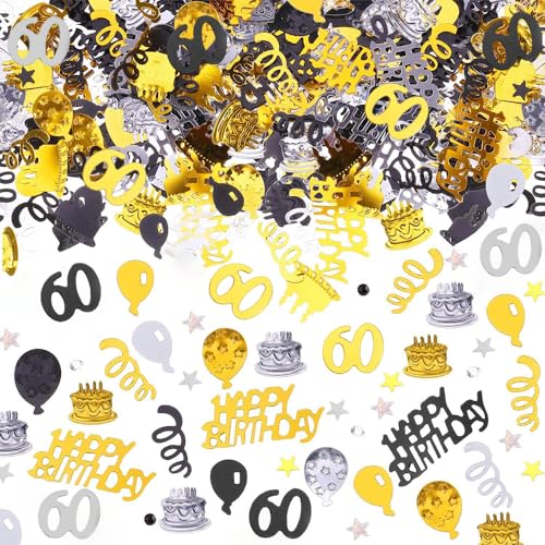 AIVEKE Konfetti Happy Birthday - 60. Geburtstag Deko Konfetti Gold Schwarz, Tischdeko Glitzer Konfetti Geburtstag Frau Mann, Konfetti Streudeko Geburtstag für Luftschlangen Jubiläum Partydekorationen AIVEKE Konfetti Happy Birthday - 60. Geburtstag Deko Konfetti Gold Schwarz, Tischdeko Glitzer Konfetti Geburtstag Frau Mann, Konfetti Streudeko Geburtstag für Luftschlangen Jubiläum Partydekorationen von AIVEKE