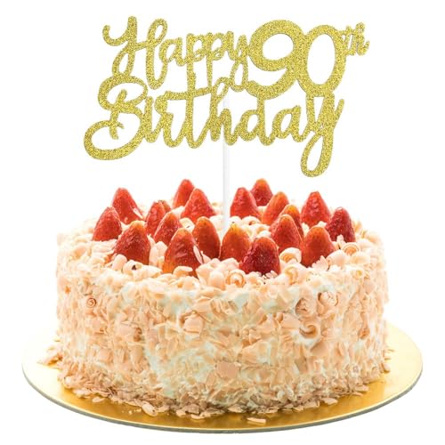 AIVEKE Tortenaufsätze zum Geburtstag, glitzernd, goldfarben – 90. Geburtstag, Tortenaufsatz, Glitzer, Kuchen, Cupcake, Desserts, Dekoration, für Geburtstag, Jahrestag, Party-Dekorationen AIVEKE Tortenaufsätze zum Geburtstag, glitzernd, goldfarben – 90. Geburtstag, Tortenaufsatz, Glitzer, Kuchen, Cupcake, Desserts, Dekoration, für Geburtstag, Jahrestag, Party-Dekorationen von AIVEKE