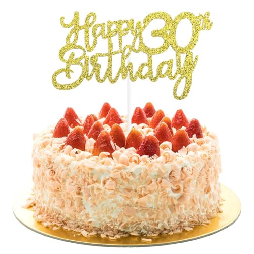AIVEKE Tortenaufsatz zum 30. Geburtstag, glitzernd, goldfarben – Tortenaufsatz zum 30. Geburtstag, Cupcake, Desserts, Dekoration, für Geburtstag, Jahrestag, Party-Dekorationen AIVEKE Tortenaufsatz zum 30. Geburtstag, glitzernd, goldfarben – Tortenaufsatz zum 30. Geburtstag, Cupcake, Desserts, Dekoration, für Geburtstag, Jahrestag, Party-Dekorationen von AIVEKE