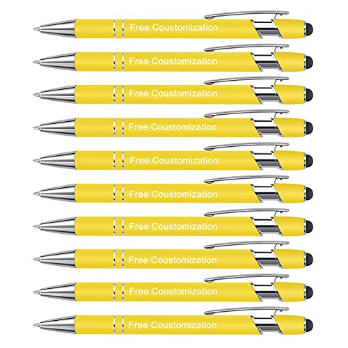 AIVYNA Gravur Stift,Kugelschreiber mit Gravur & Touch Personalisierter Kugelschreiber Werbekugelschreiber mit Wunschtext & Logo-10 Stück (Gelb) von AIVYNA