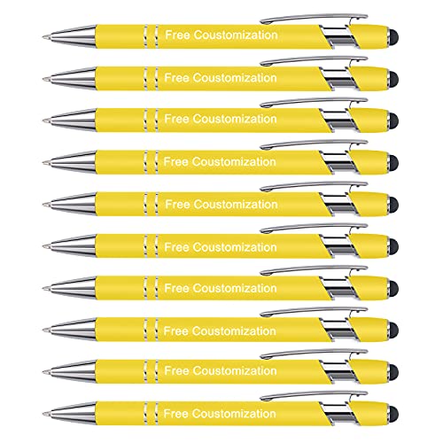 AIVYNA Gravur Stift,Kugelschreiber mit Gravur & Touch Personalisierter Kugelschreiber Werbekugelschreiber mit Wunschtext & Logo-10 Stück (Gelb) von AIVYNA