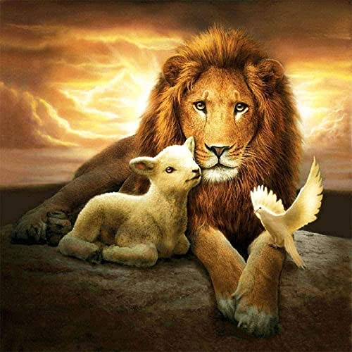 DIY 5D Diamond Painting Kits Adult and Kids,Full Drill,Lion Lamb Crystal Craft Drawing,Home Decor or Gifts(70x50cm) von AIVYNA
