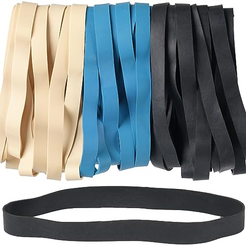 AIWOQI Gummibänder, Größe #107, strapazierfähig, groß, breit, Gummibänder, 30 Stück, elastische Bänder für Bürobedarf, Mülleimer, Aktenordner, Katzentoilette, Gummibänder (schwarz, blau, hellbraun) von AIWOQI