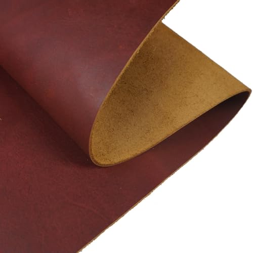 AIXILAN Lederstoffmaterial, Lederstoff, Vollnarbenleder, Rindsleder (1,8–2 mm), vorgeschnittene Lederstücke, Lederhandwerk for Heimwerker, Basteln, Notizbuchhülle(Red,60cm x 60cm) von AIXILAN