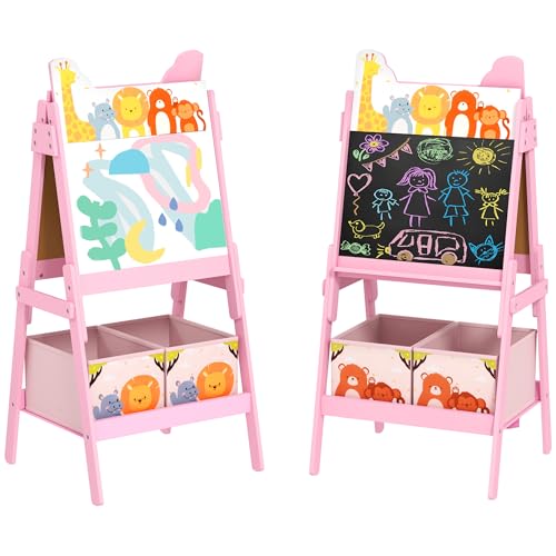 AIYAPLAY 2-in-1 Kindertafel, doppelseitige Kinder Staffelei, Staffelei mit Kreidetafel, Whiteboard, Aufbewahrungsboxen, für Kinder 3-8 Jahre, Rosa AIYAPLAY 2-in-1 Kindertafel, doppelseitige Kinder Staffelei, Staffelei mit Kreidetafel, Whiteboard, Aufbewahrungsboxen, für Kinder 3-8 Jahre, Rosa von AIYAPLAY