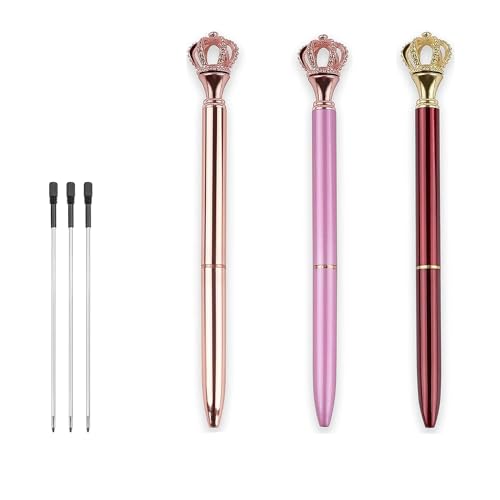 AIYIBEN Kugelschreiber, 3 Stück, Diamant-Krone, schwarze Tinte, Schreibstift-Set, Bürobedarf, Schreibwaren, Geschenk, geeignet für Schule, Büro, Zuhause, Hochzeit, Dekorieren von AIYIBEN