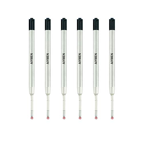 AIYIBEN Kugelschreiber nachfüllen 3,9'', ersetzte Stift- und Kugelschreiber-Metallnachfüllung, glattes Nachfüllen von Kugelschreibern(6 Stück) (schwarz) von AIYIBEN