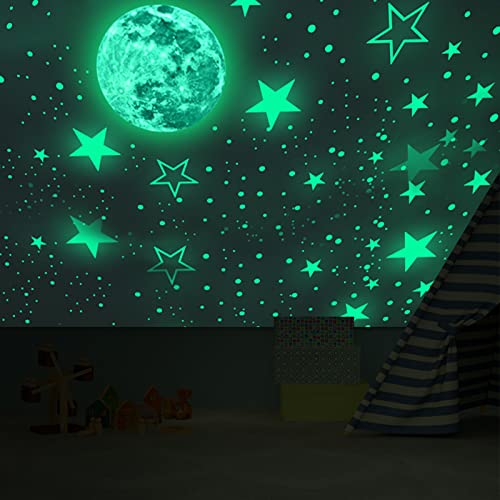 435 Stück Leuchtsterne Kinderzimmer Wandtattoo Junge Wandsticker Selbstklebend Mädchen Sternenhimmel Leuchtaufkleber Mond Sterne Fluoreszierend Wand Aufkleber Schlafzimmer Wohnzimmer von AIYONG