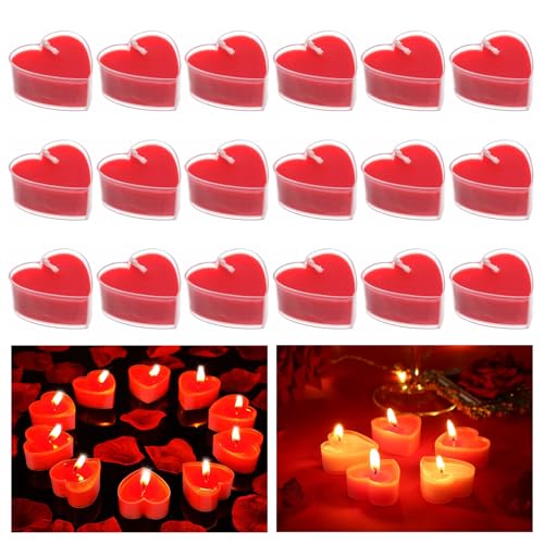 AIYONG 18 Stücke Romantische Kerzen in Herzform, Herzförmige Romantische Teelichter, Duftkerze Herz Kerzen Teelicht, Kerzen Deko Für Valentinstag, Teelicht Rot für Hochzeit AIYONG 18 Stücke Romantische Kerzen in Herzform, Herzförmige Romantische Teelichter, Duftkerze Herz Kerzen Teelicht, Kerzen Deko Für Valentinstag, Teelicht Rot für Hochzeit von AIYONG
