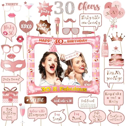 AIYONG 40 Stück 30 Geburtstag Foto Requisiten, Aufblasbarer Fotokabine Rahmen und 30. Geburtstag Deko, Fotorequisiten für Frauen 30th Geburtstag Party Photo Booth Props Dekoration Accessoires AIYONG 40 Stück 30 Geburtstag Foto Requisiten, Aufblasbarer Fotokabine Rahmen und 30. Geburtstag Deko, Fotorequisiten für Frauen 30th Geburtstag Party Photo Booth Props Dekoration Accessoires von AIYONG