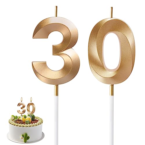 AIYONG Geburtstagskerzen Zahlen 30, Gold Geburtstagskerzen, 3D Kerzen Geburtstag, Geburtstag Kerzen, Tortendeko Geburtstag, Geburtstagskerzen für Geburtstagsdeko, Nummer 30 AIYONG Geburtstagskerzen Zahlen 30, Gold Geburtstagskerzen, 3D Kerzen Geburtstag, Geburtstag Kerzen, Tortendeko Geburtstag, Geburtstagskerzen für Geburtstagsdeko, Nummer 30 von AIYONG
