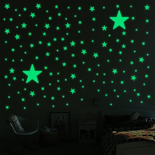 AIYONG 300pcs Leuchtsterne Wandsticker, selbstklebend Leuchtsticker, Helle Sternenhimmel Aufkleber für fluoreszierend Leuchtaufkleber für Kinderzimmer, Helle Sterne Leuchten im Dunkeln von AIYONG