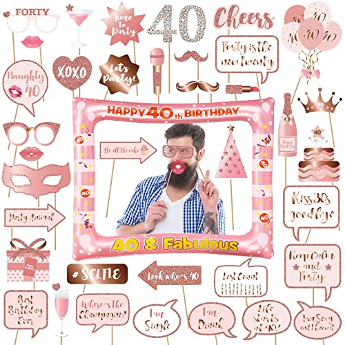 AIYONG 40 Stück 40. Geburtstag Deko Fotorequisiten, Rosegold Aufblasbarer Bilderrahmen, Frauen 40 Geburtstag Party Foto Booth Props, Fotorequisiten Accessoires für Geburtstage Zubehör AIYONG 40 Stück 40. Geburtstag Deko Fotorequisiten, Rosegold Aufblasbarer Bilderrahmen, Frauen 40 Geburtstag Party Foto Booth Props, Fotorequisiten Accessoires für Geburtstage Zubehör von AIYONG