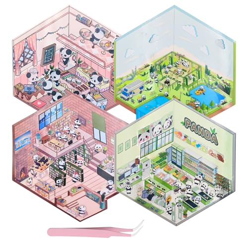 AIZHAZHA 4 Stück Stereo-kabinenaufkleber,Cartoon-Aufkleber für Kinder,Scrapbook-Aufkleber,Panda-Aufkleber Miniatur-Schnittszenen aus Landschafts-3D-Hausaufklebern für Bastelarbeiten AIZHAZHA 4 Stück Stereo-kabinenaufkleber,Cartoon-Aufkleber für Kinder,Scrapbook-Aufkleber,Panda-Aufkleber Miniatur-Schnittszenen aus Landschafts-3D-Hausaufklebern für Bastelarbeiten von AIZHAZHA